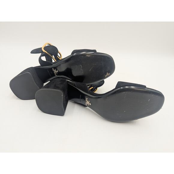 Prada Milano Black Suede Block Strappy Heels Size 41 - Picture 5 of 5